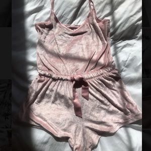 Light pink velvet pj romper